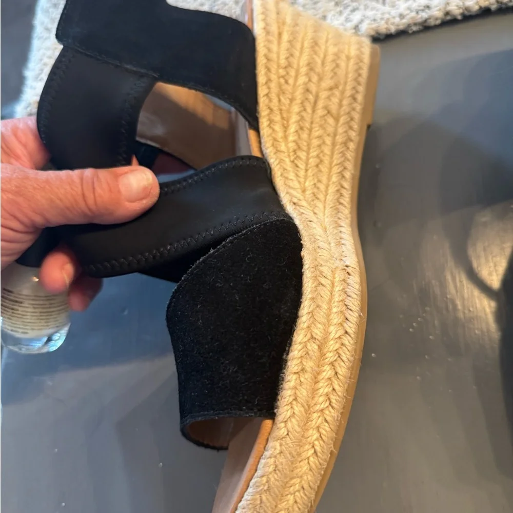 Moda Spana Black Espadrille Wedge Sandals